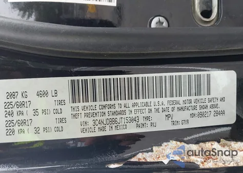 2018 Jeep Compass Latitude 4X4 from USA, damaged, VIN 3C4NJDBB6JT153043